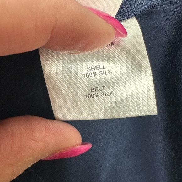 Gryphon Belle Maxi Dress 100% Silk Belted Navy Blue H11SE465 Size Small - Picture 13 of 15